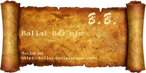 Ballai Bónis névjegykártya